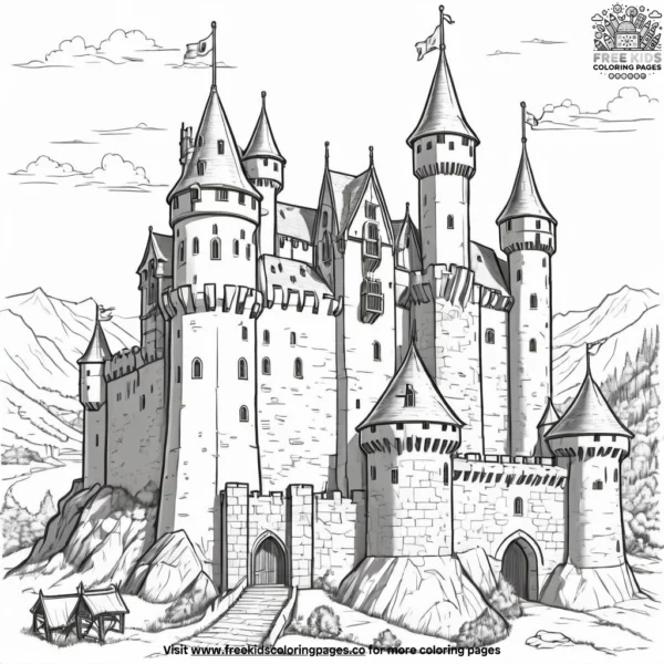 Medieval castle scenes coloring pages