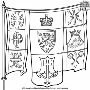 Medieval Kingdom Flags Coloring Pages