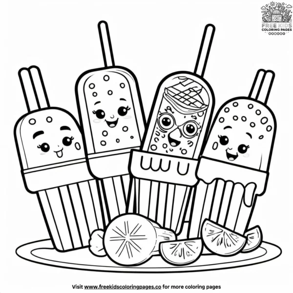 Mexican street popsicles coloring pages