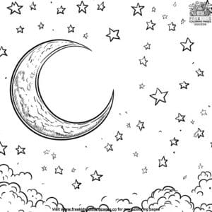 Moon and stars coloring pages