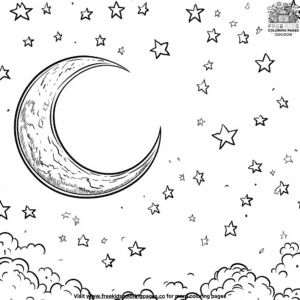 Moon and stars coloring pages