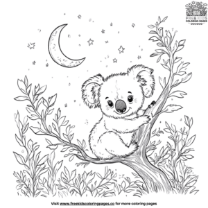 Moonlit forest koala coloring pages