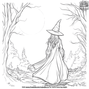 Moonlit Forest Witch Coloring Pages