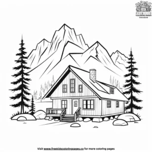 Mountain Cabin Coloring Pages