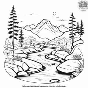 Mountain Stream Coloring Pages