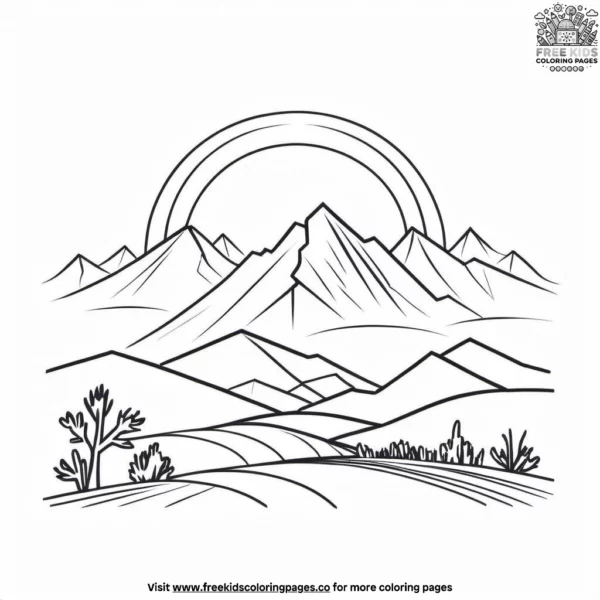 Mountain sunrise coloring pages