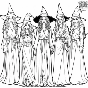 Mysterious Witch Coven Coloring Pages