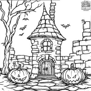 Mysterious witch's lair coloring pages