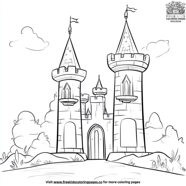 Mystical castle towers coloring pages