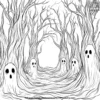 Mystical Haunted Forest Coloring Pages