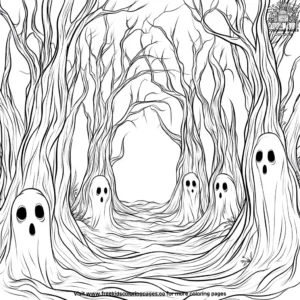 Mystical Haunted Forest Coloring Pages