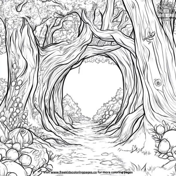 Mystical trees magic coloring pages