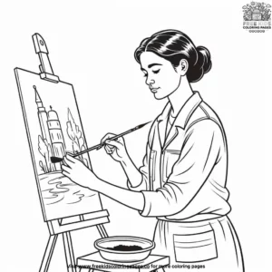 Painting on Canvas Coloring Pages