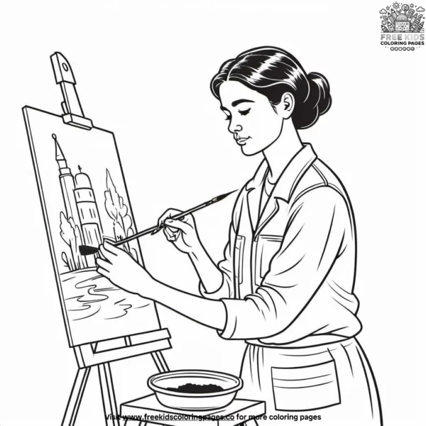 Painting on canvas coloring pages