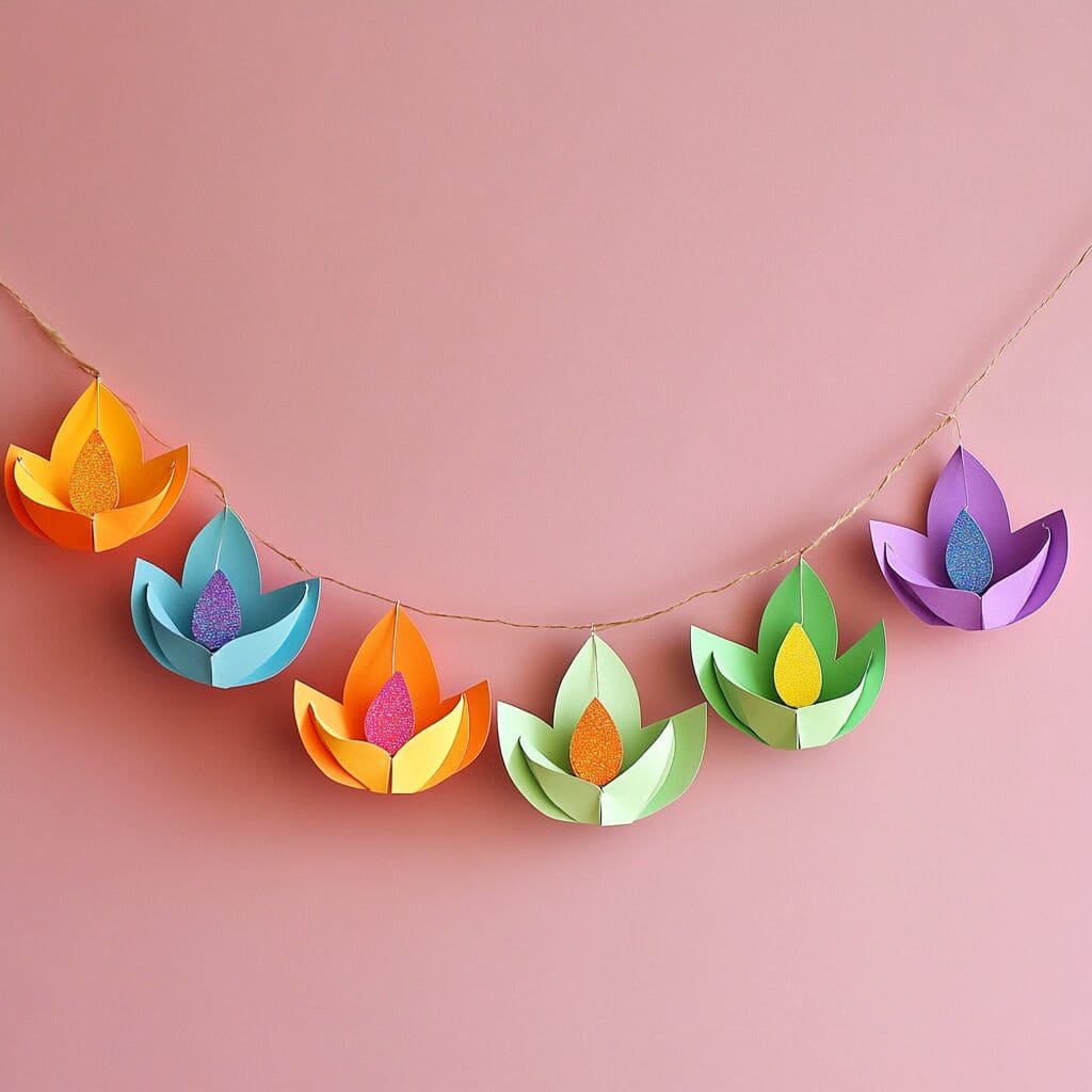 Paper diya garland 2