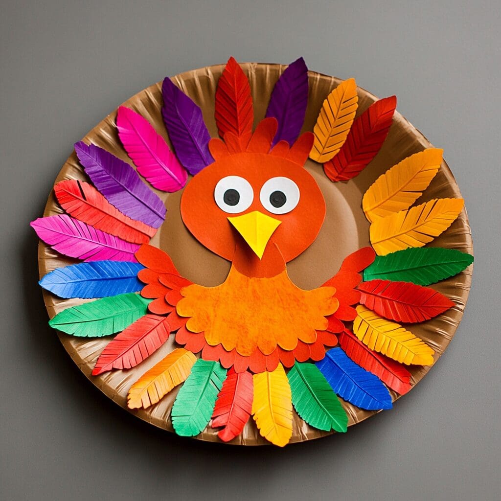 Paper plate turkey feather 2