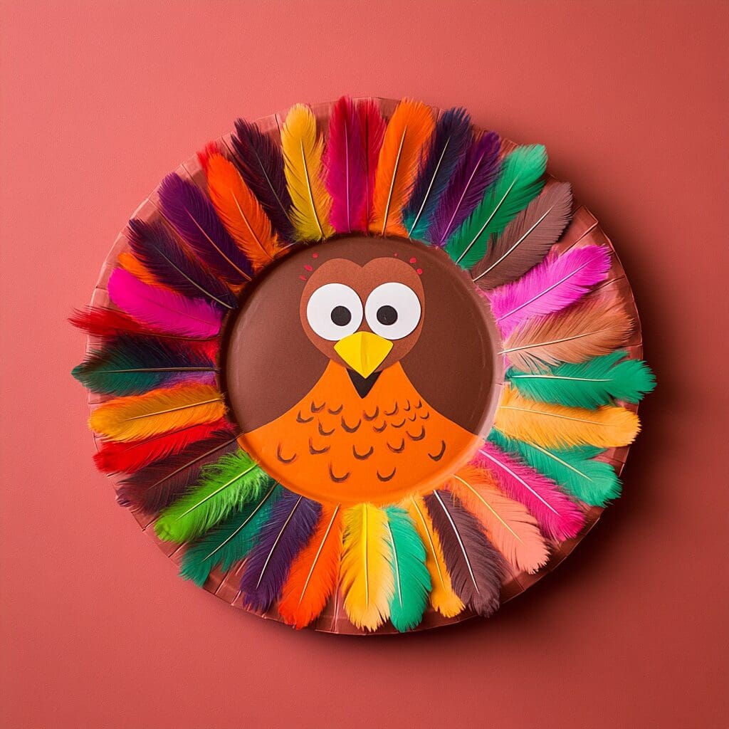 Paper plate turkey feather 3