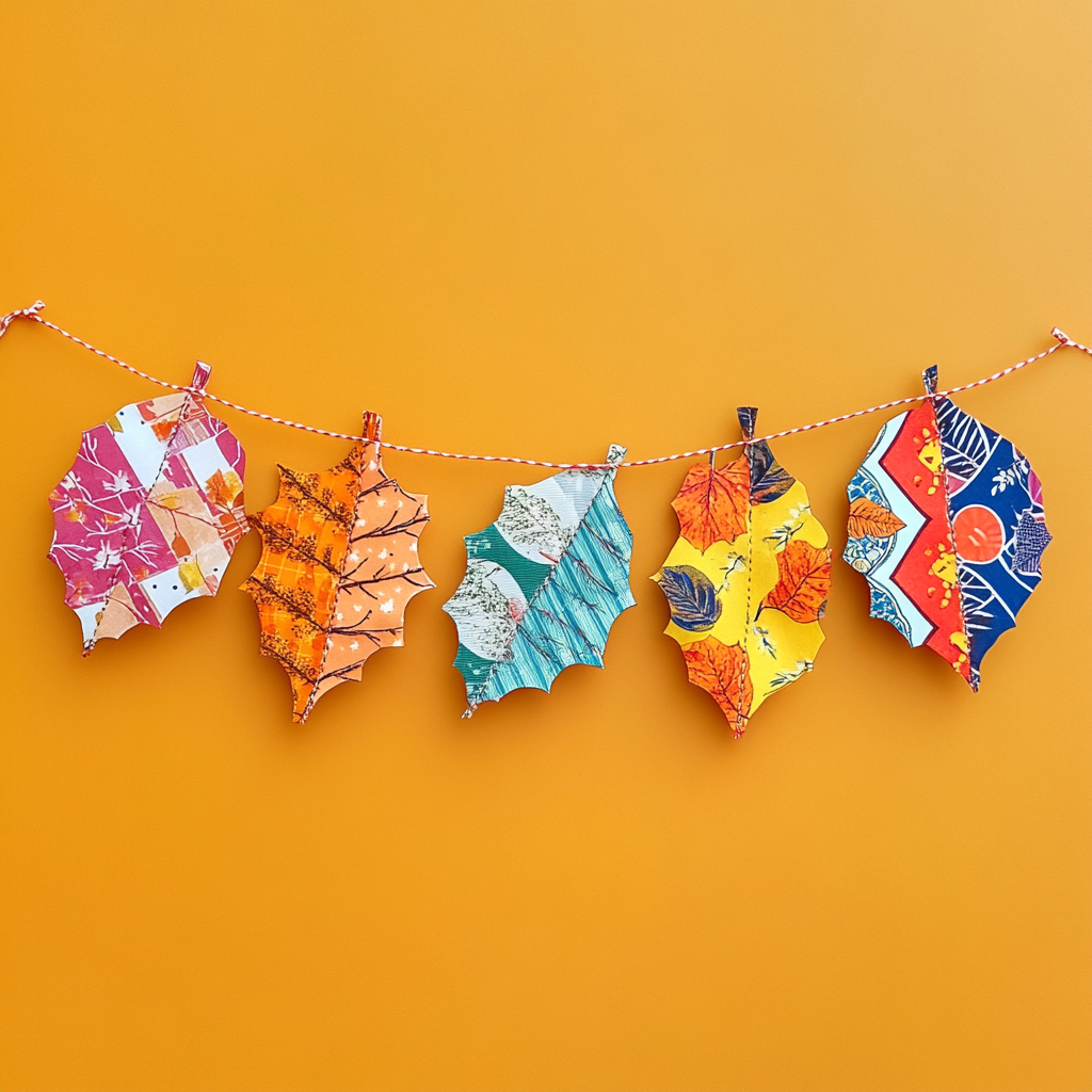 Patchwork fall leaves banner 3