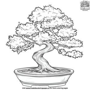 Peaceful bonsai tree coloring pages