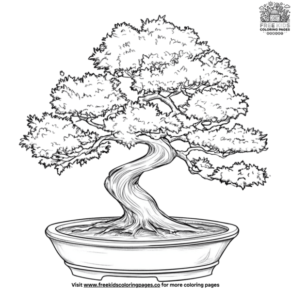 Peaceful bonsai tree coloring pages