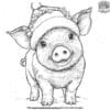 Pig In A Christmas Hat Coloring Pages