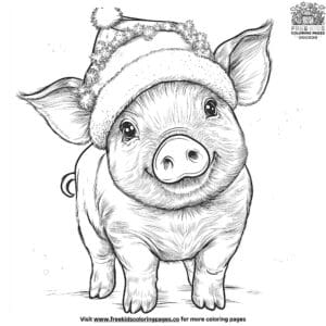 Pig In A Christmas Hat Coloring Pages