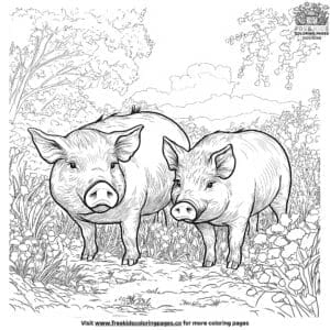 Pigs In A Meadow Coloring Pages