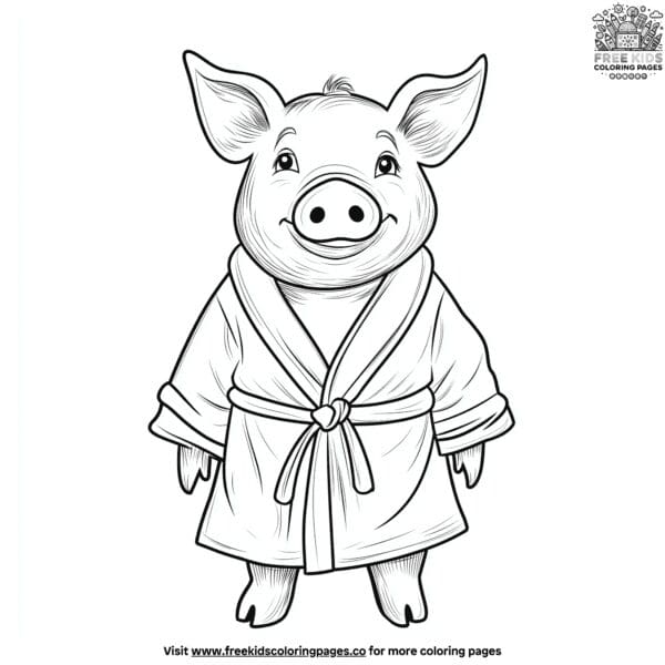 Pig in a robe coloring pages