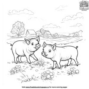 Pig On A Field Coloring Pages