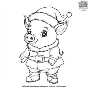 Pig Santa Coloring Pages