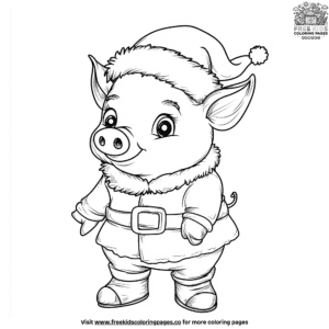 Pig santa coloring pages