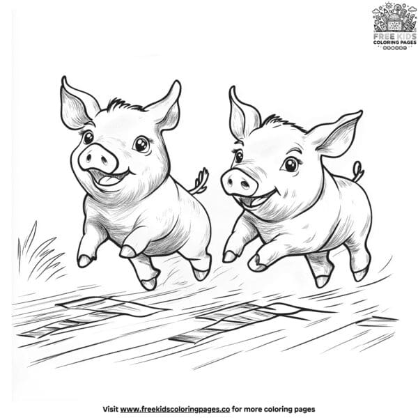 Piglet race coloring pages