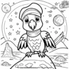 Pirate Parrot in Space Coloring Pages