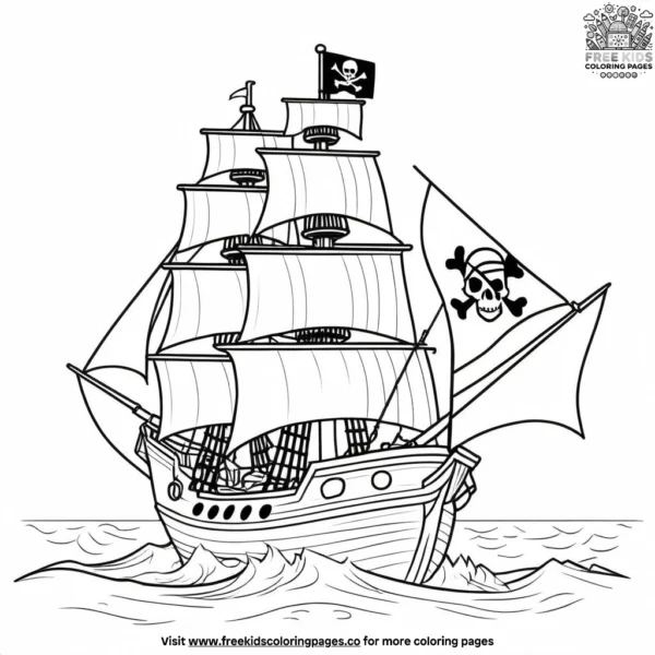 Pirate ship flags coloring pages