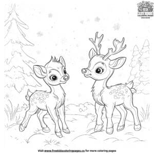 Playful Baby Reindeer Coloring Pages