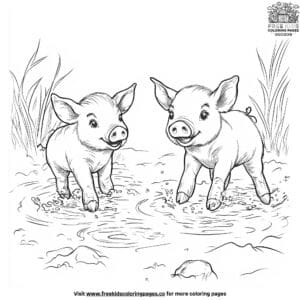 Playful Piglets Coloring Pages