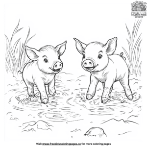 Playful piglets coloring pages