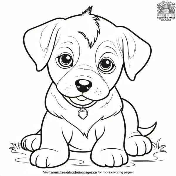 Playful puppy coloring pages