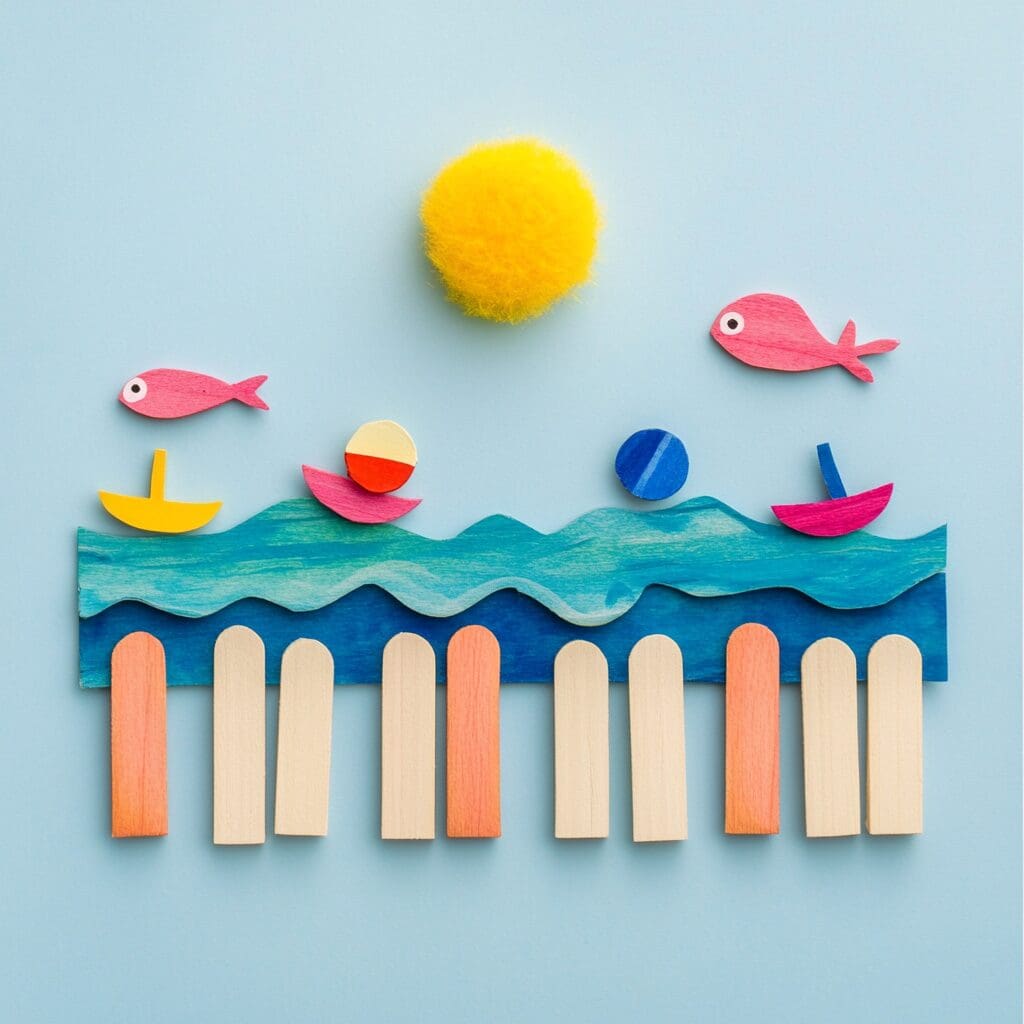 Popsicle stick beach scene 2