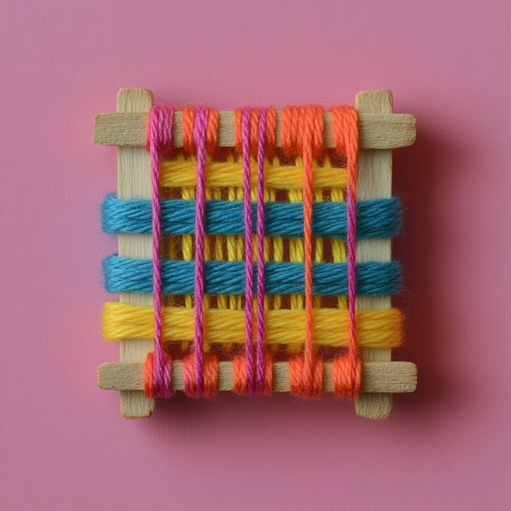 Popsicle stick loom weaving 1