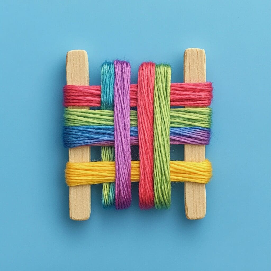 Popsicle stick loom weaving 2