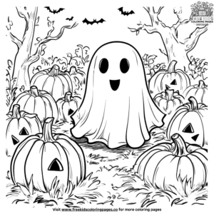 Pumpkin patch ghost coloring pages