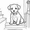 Puppy Climbing Stairs Coloring Pages