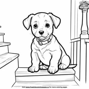 Puppy Climbing Stairs Coloring Pages