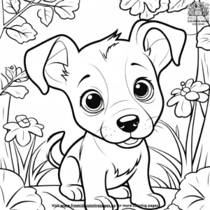 Puppy hide and seek coloring pages