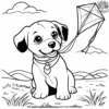 Puppy and Kite Coloring Pages