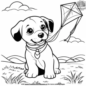 Puppy and Kite Coloring Pages