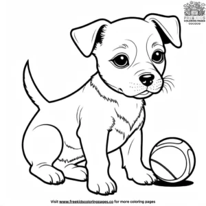 Puppy and Tennis Ball Coloring Pages