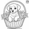 Puppy in a Basket Coloring Pages