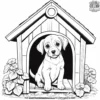 Puppy in a Doghouse Coloring Pages